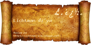 Lichtman Éva névjegykártya